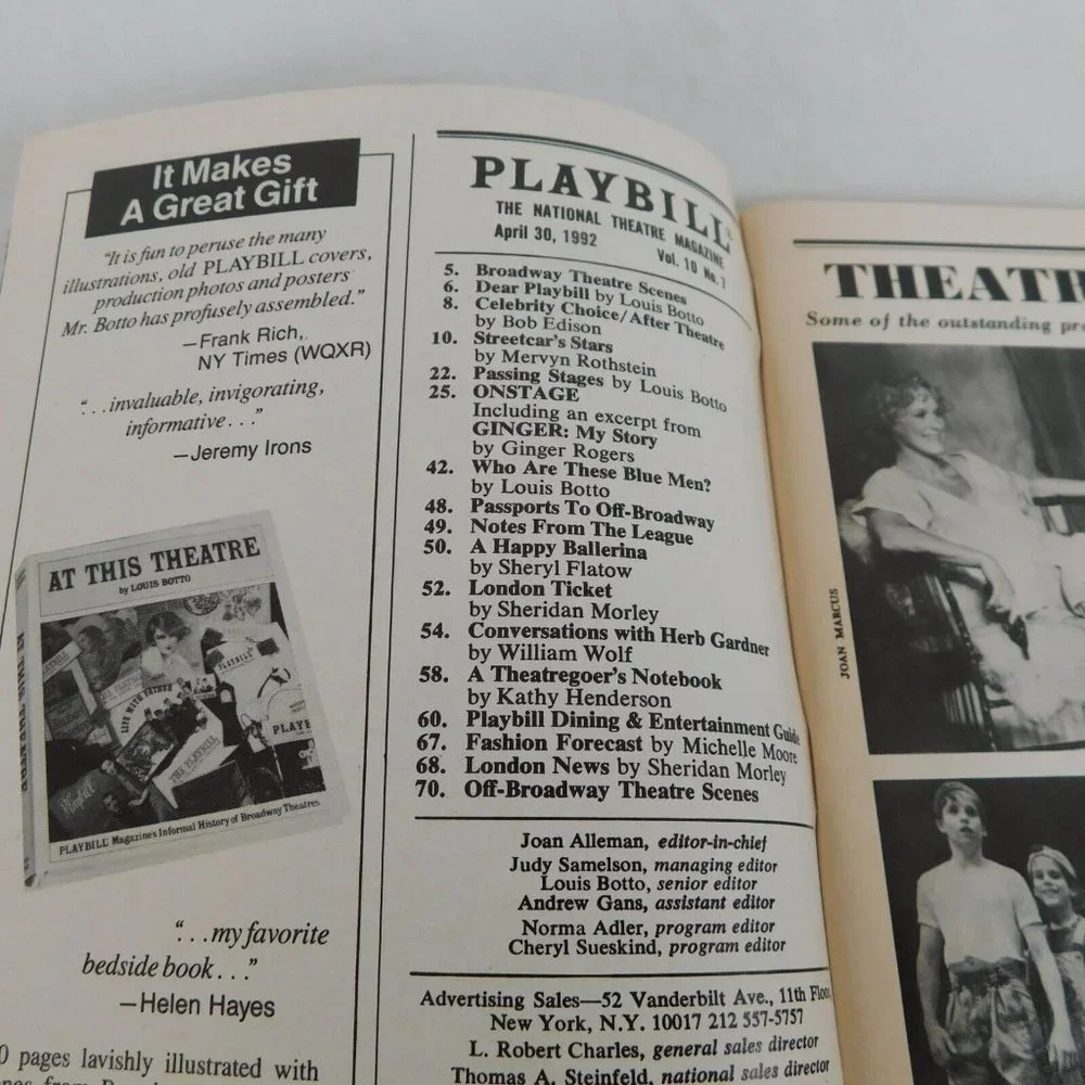 Playbill National Theatre Magazine April 1992 Judd Hirsch Ginger Rogers Blue Man - Picture 4 of 8